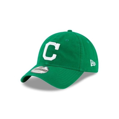 Green Cleveland Indians Hat - New Era MLB Core Classic 9TWENTY Adjustable Caps USA6128405